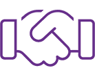 A purple hand is drawn on the green background.