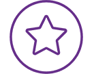 A purple star in the middle of a circle.