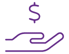 A purple dollar sign with a green background