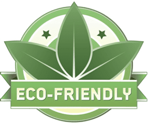 A green leaf with the words " eco-friendly ".