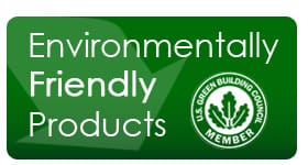 A green sign with the words " environmental friendly products ".